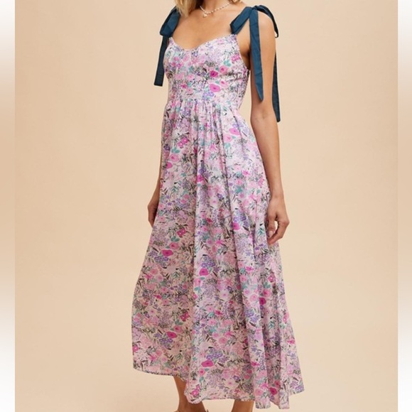 Emerald Lavendar Darling Cotton Floral Maxi Dress with pockets - Picture 7 of 13